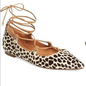 Halogen Owen Calf Hair Pointy Toe Flat with ankle ties Size 9.5